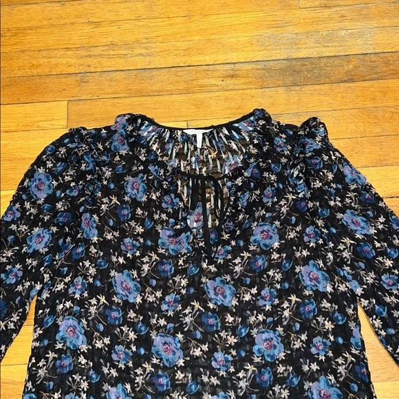 Rebecca Taylor Solstice Floral Pullover Silk Blouse, size 2 / Small - Picture 5 of 15